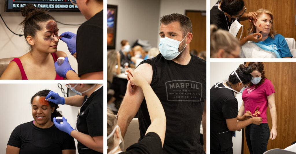 joyce university students preparing for an active shooter drill simulation