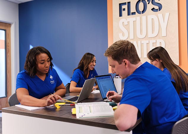 Joyce nursing students studying in the study center of the facility