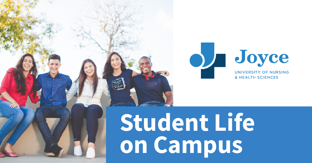 Joyce University nursing students sitting on campus