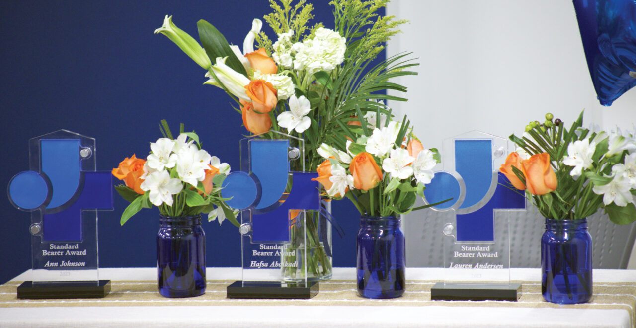 Standard Bearer Awards sitting on table during ceremony